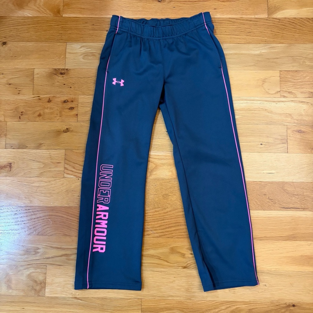 Under Armour Kids' dark grey and pink athletic pants